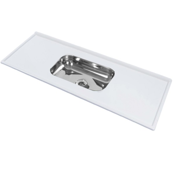 PIA MARMÓRE SINTÉTICO CUBA INOX 120X54 BRANCO