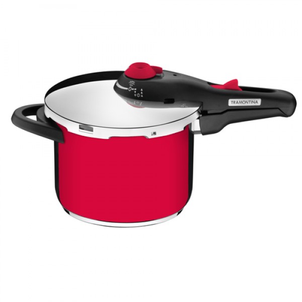 PANELA PRESSÃO ACO INOX 6L 62516/226 VERMELHO SOLAR