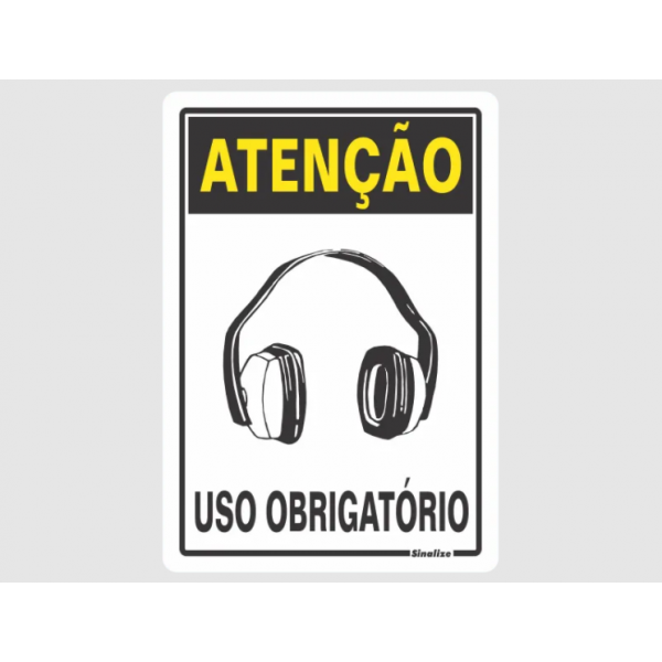 PLACA AUTO ADESIVA 20X30 USO OBRIGATÓRIO OUVIDO 250AU